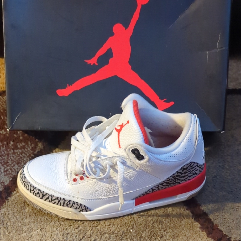 Jordan White and Red Athletic Shoes